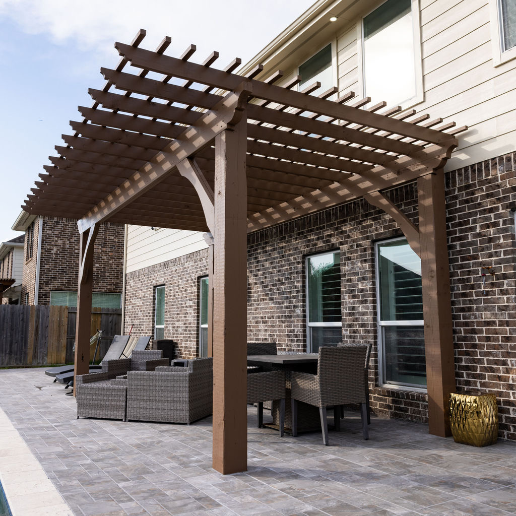 Pergola and patio seating area built by EC Builders